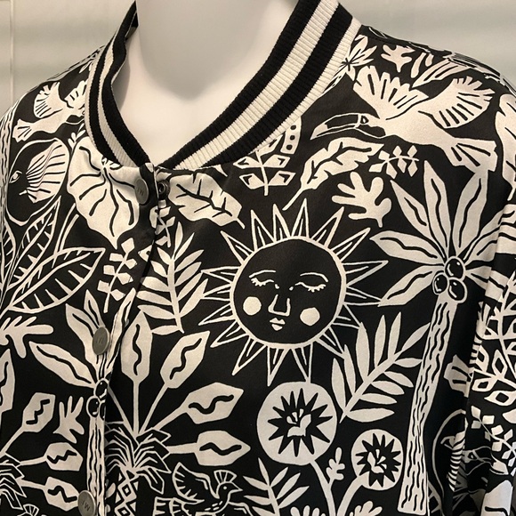 NWT$328 Johnny Was Workshop SMALL Silk Luciana Bomber Jacket - Picture 2 of 11